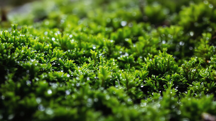 Lush Green Moss Texture Close-Up