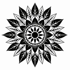 Sunleaf Mandala Set vector clean black silhouette design white background