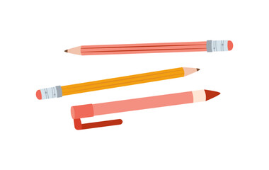Pencils isolated on white background. illustration in flat style.