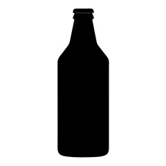 Isolated black silhouette of a beer bottle drink container beverage alcohol bar pub design element vector