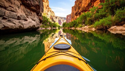 Fototapeta premium Kayaking Through Scenic Canyon River