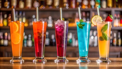 Colorful Cocktail Drinks at the Bar