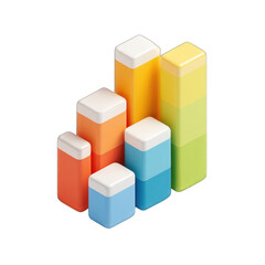 Obraz premium Colorful 3D bar graph icon