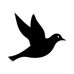 Black silhouette of a flying bird vector illustration design for freedom and peace concept art