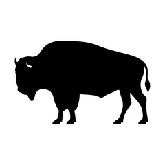 Bison silhouette vector graphic of american buffalo wildlife animal illustration black and white art