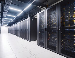 Modern Data Center Interior With Server Racks