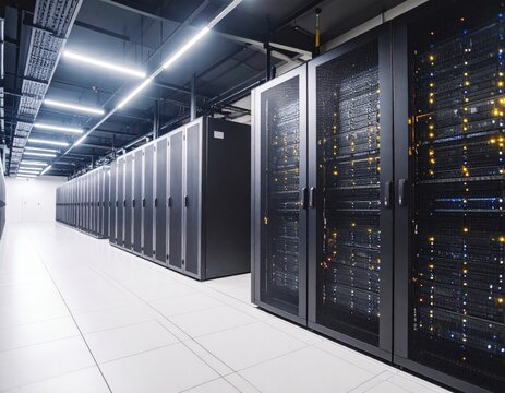 Modern Data Center Interior With Server Racks