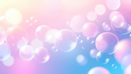 Soft Pastel Background with Colorful Bubbles and Blurred Lights