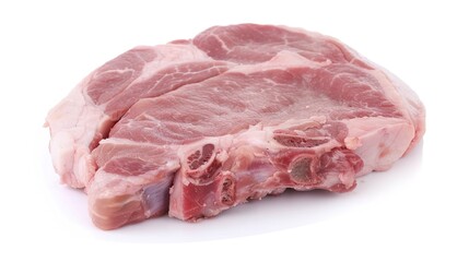 Thick Pork Cuts on White Background: Juicy, Marbled Meat Chunks Showcasing Freshness&mdash;Perfect for Grilling, Roasting, or Cooking, Highlighted in Clean, Crisp Imagery
