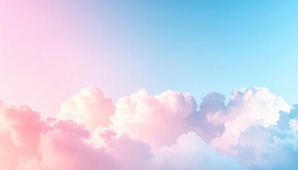 Soft Pastel Sky with Fluffy Clouds at Sunrise or Sunset