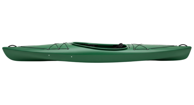 Green sea kayak, isolated on transparent background
