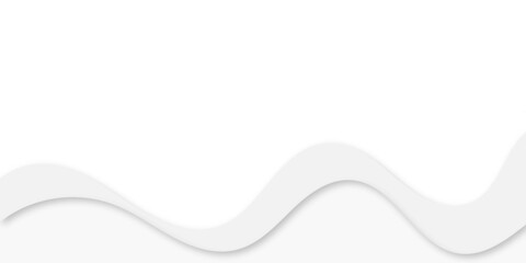 Minimal white background with smooth flowing wave design, soft shadows, and layered paper-cut style curves, perfect for modern, clean, and elegant layouts in web or print design.