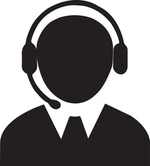 Call Center Support Icon – Customer Service Representative with Headset (EPS Vector)