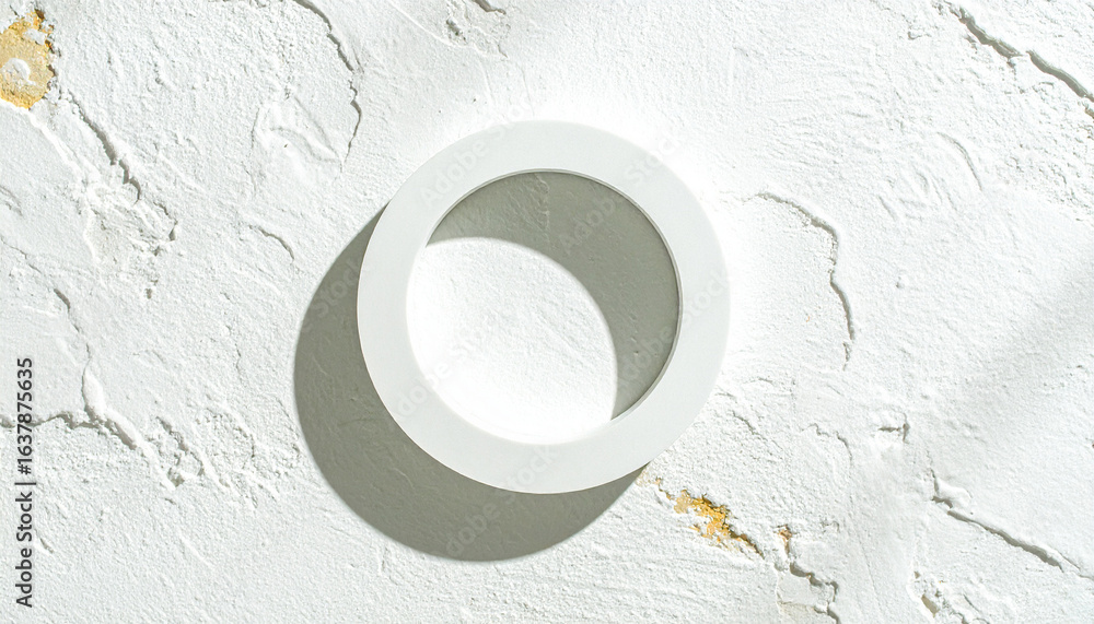 Poster geometric harmony: a modern geometric composition. a minimalist aesthetic showcases a circular form 