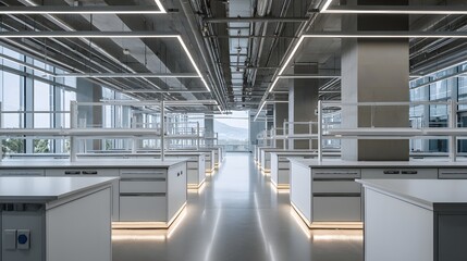 Obraz premium Modern laboratory interior with bright, spacious design.