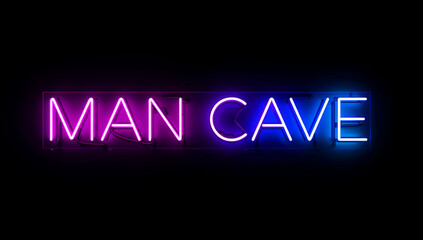 man cave neon sign on a black background wall
