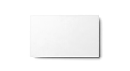 Blank white paper card casting a soft shadow isolated on white background