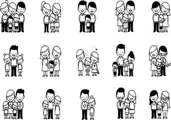 Fototapeta premium happy family icons, vector symbols collection 