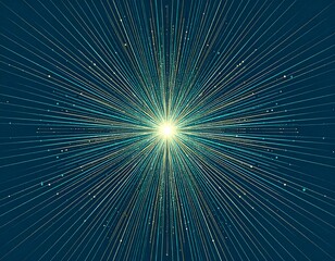 Dynamic explosion of tiny light particles emerging from a single central point. 