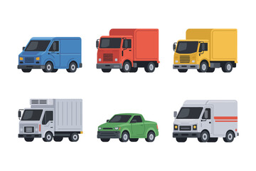 Fototapeta premium Transport truck and van icons, delivery vehicle vector, shipping illustration, logistics collection, cargo transport design