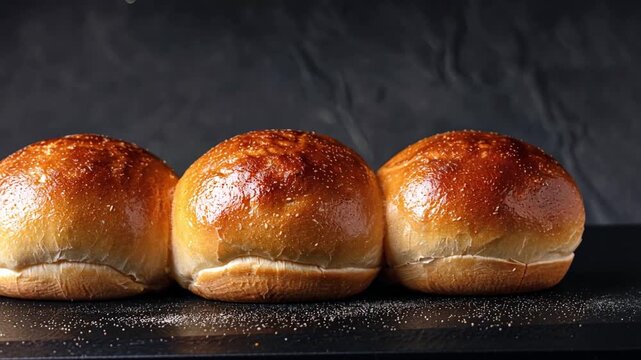 Freshly Baked Bread Rolls Golden Crust, Soft Texture, and Glossy Finish for Perfect Meals and Delightful Food Experiences