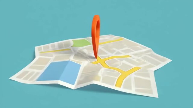 3D Map with Orange Location Pin Marker Indicating Position