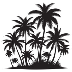 tropical palm trees icon ,tropical palm trees silhouette llustration  on white background