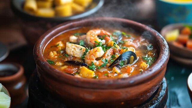 rich parihuela peruvian seafood soup video