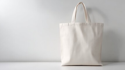 Blank Beige Canvas Tote Bag Mockup on White Background - Ready for Customization and Branding