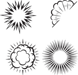 Fototapeta premium Explosion Icon Set Burst Symbol Comic Effect Impact Energy Power Boom Blast