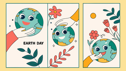 Earth Day Celebration with Cartoon Planet.