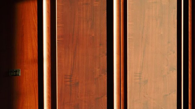Dark wooden cabinet door in the room interior