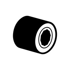 Black cylindrical form on transparent background silhouette