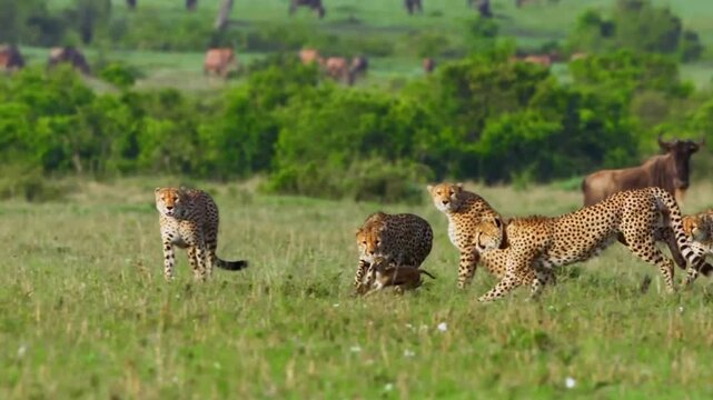 Pack of Cheetahs in Fierce Pursuit of a Baby Gazelle 4K