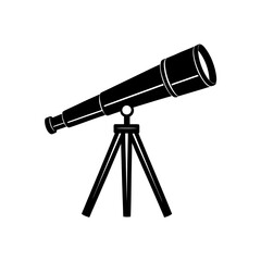 Telescope on tripod on transparent background silhouette
