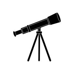 Telescope on a stand on transparent background silhouette