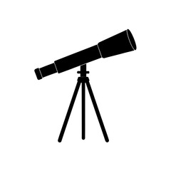 Telescope on a stand on transparent background silhouette