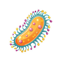Cartoon Illustration of Microscopic Bacteria Germ Cell Microbiology Study Virus Infection Prevention Scientific Medical Research