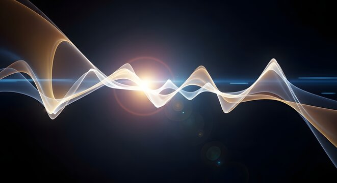 Abstract Waveform with Glowing Light on Dark Background