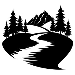 Brush creek vector clean black silhouette design white background