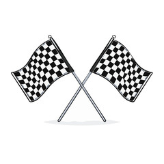 Crossed checkered flags icon finish line vector illustration black background racing competition motor sport challenge victory