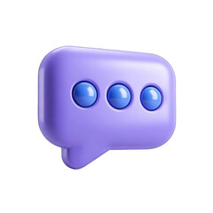 Naklejka premium 3D rendered, light purple speech bubble, with 3 light blue, round, raised dots