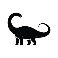 Silhouette of a brachiosaurus dinosaur with a long neck and tail