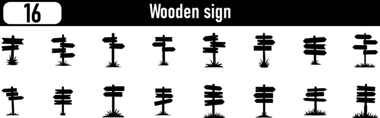 Rustic wooden plank sign with a weathered texture silhouette isolated on transparent background 