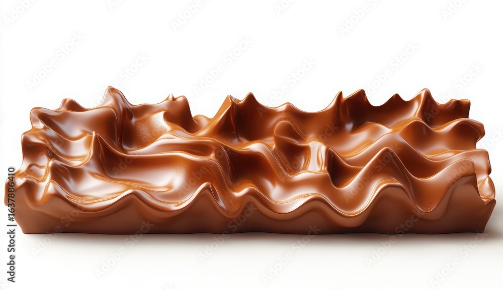 Poster Smooth and Glossy Chocolate Texture in a Abstract Wavy Shape for Culinary and Design Usage