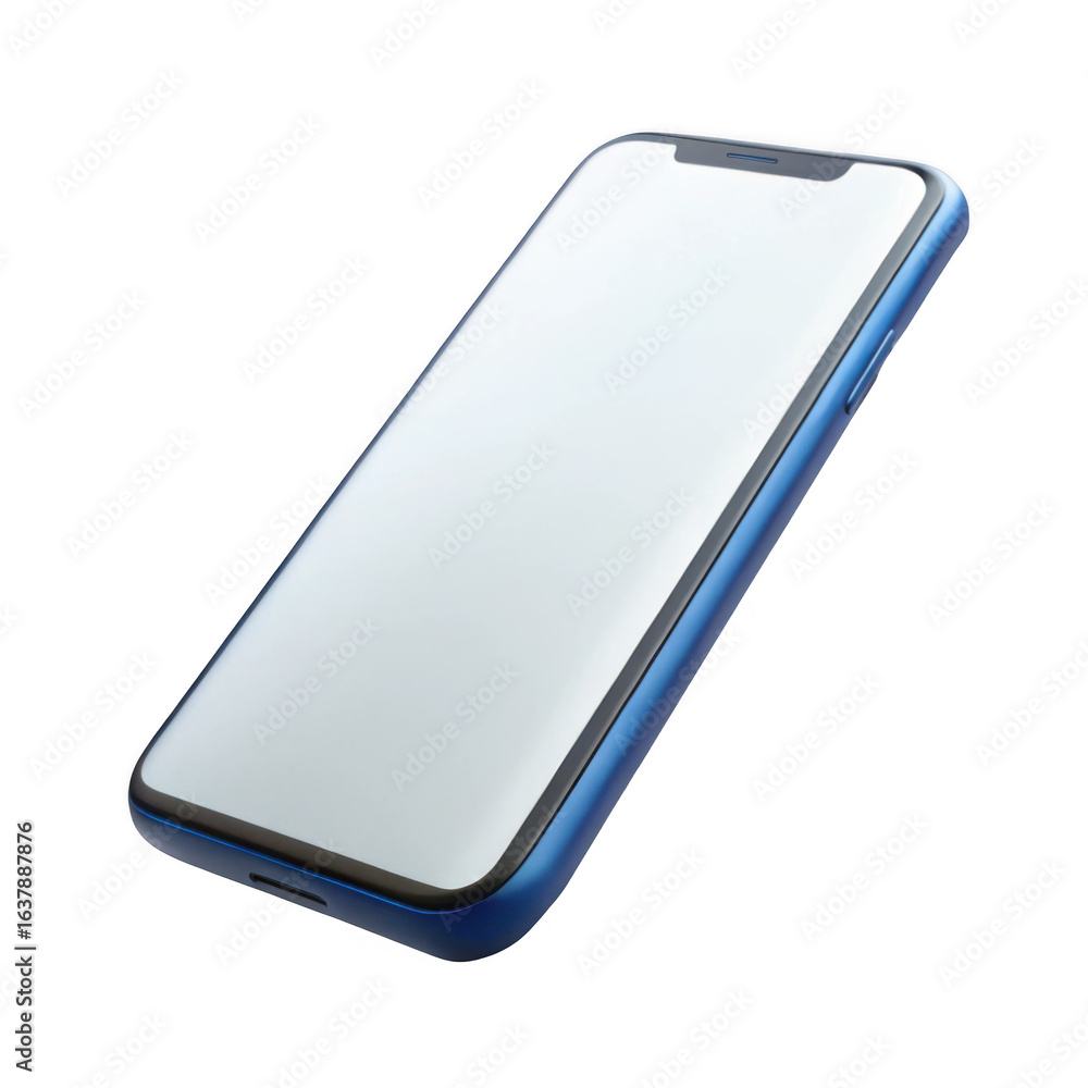 Poster modern smartphone with blank screen isolated on transparent background