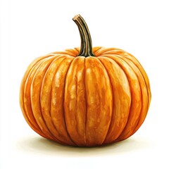 Obraz premium Orange Pumpkin Isolated on White Background. Halloween Concept. Autumn Harvest Clip Art. Pumpkin with Clipping Path. Fall Season Decoration Design.
