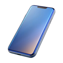 Modern smartphone with blue screen isolated on transparent background