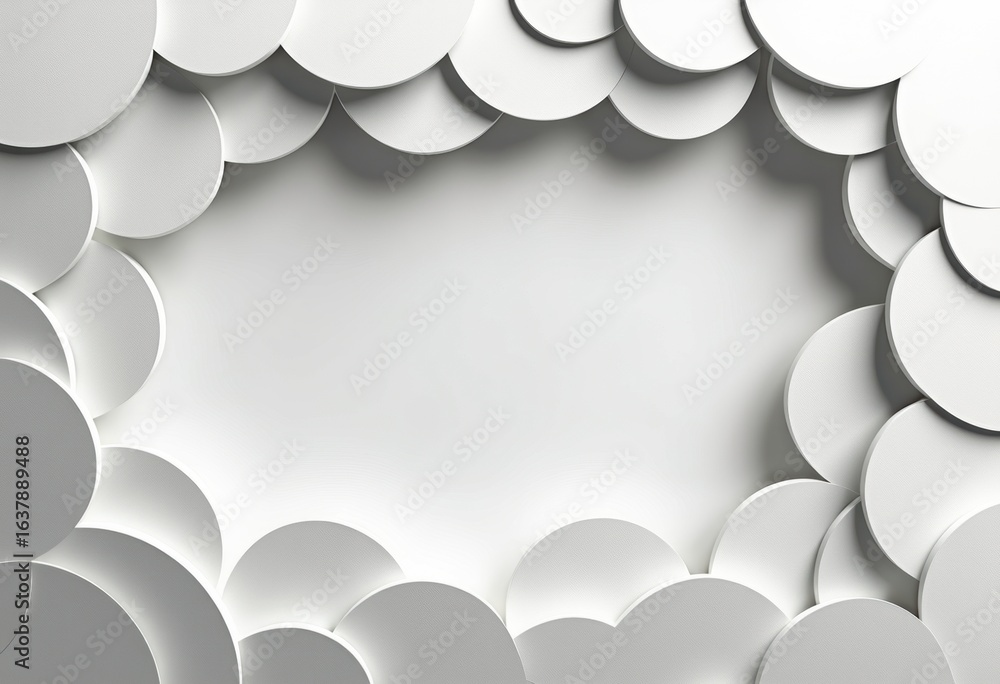 Aufkleber a blank space surrounded by layered white paper circles creating a modern minimalist background