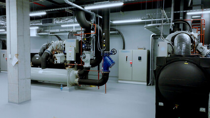Industrial cooling system operating in modern building